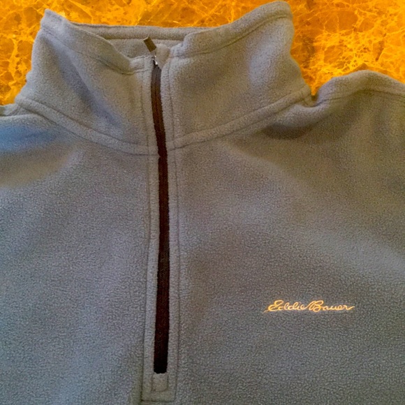 Eddie Bauer Polartec Dusty Blue 1/4 Zip Fleece Pullover Large - Picture 3 of 6